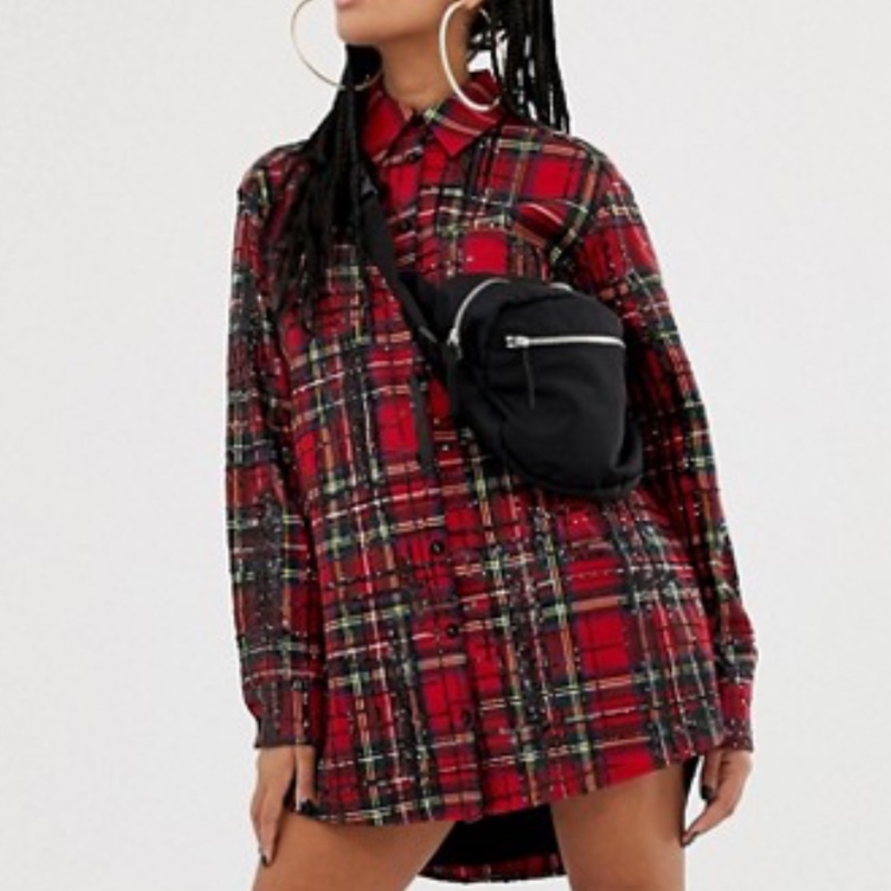 ASOS x Laquan Smith Oversized Sequin Shirt Dress